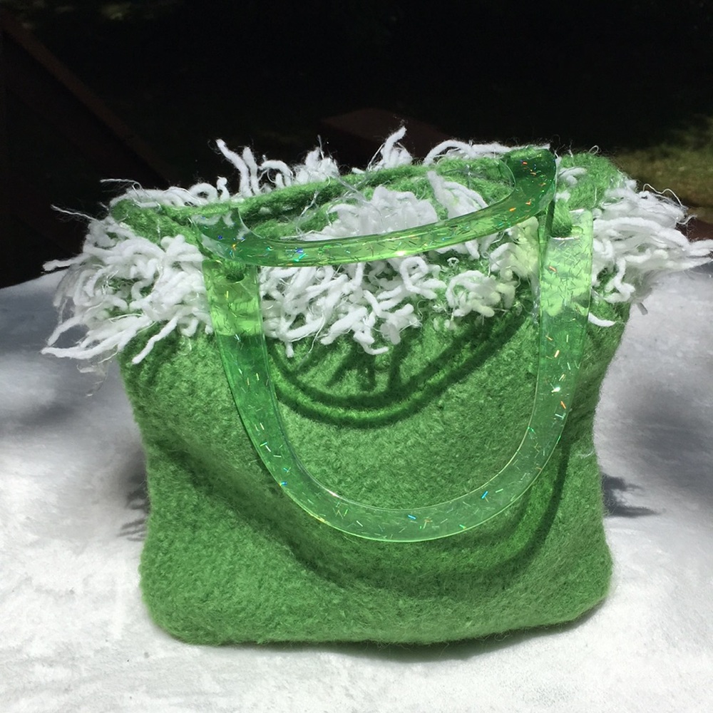 Glizyme Adorable Handmade Design Happy Green Purse